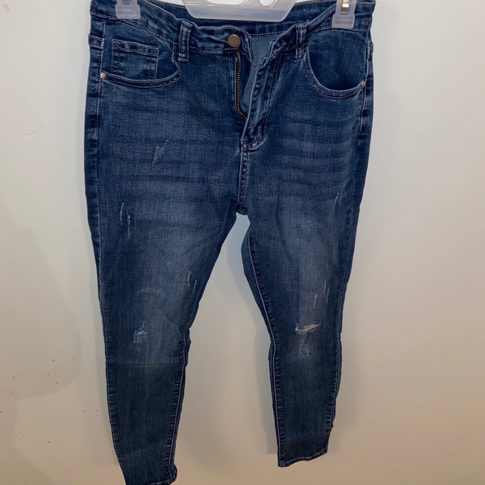 Slightly distressed skinny jeans
